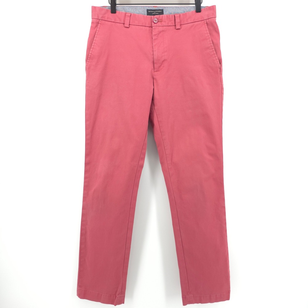 Banana‎ Republic Mens Pants Aiden Chino 32x32 Salmon Pink Slim Fit Casual